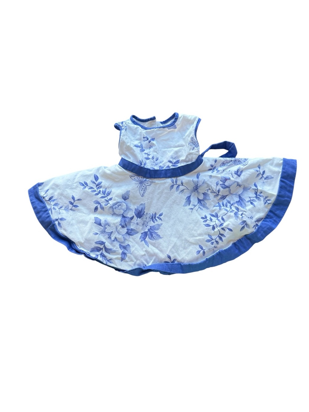 Blue & White Floral Dress for 18” Dolls UV- Fits American Girl & Our Generation